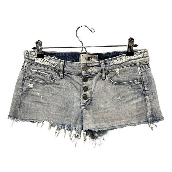 PAIGE cut off jean shorts‎ - EUC - 27 - 100% cotton - light wash - distressed - Picture 1 of 13